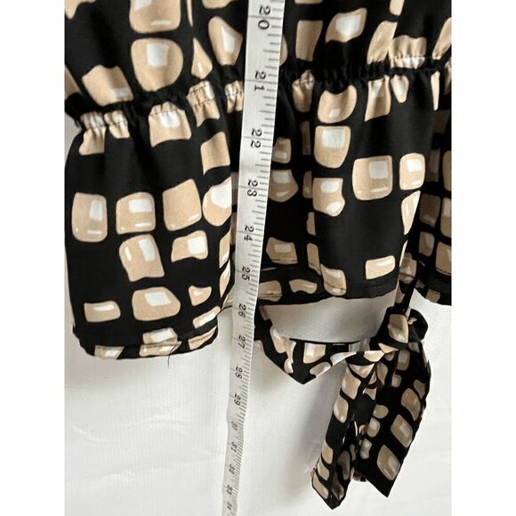 New York & Company Womens Elbow Sleeve Popover Blouse Snap Button Black Small - Picture 2 of 6